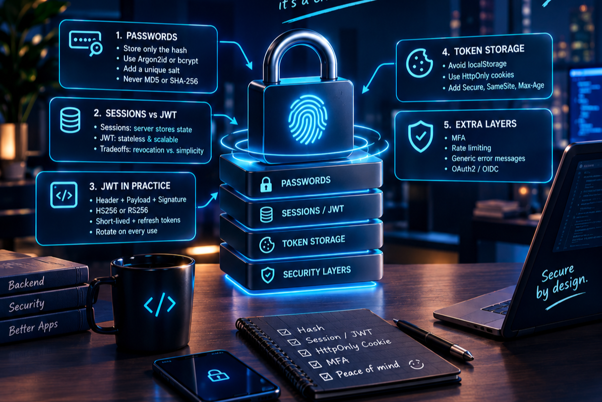 Web Authentication in Practice: Passwords, JWT, and Secure Cookies